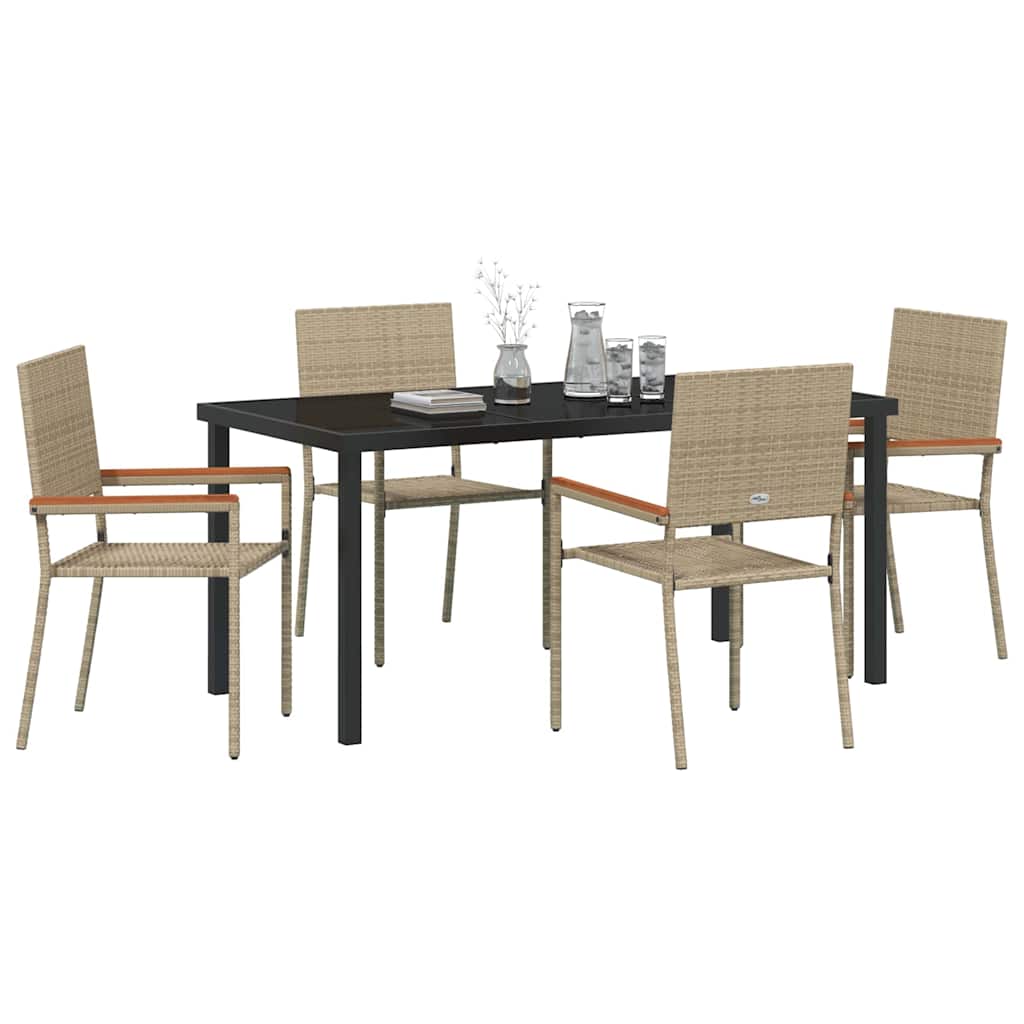 Set da Pranzo per Giardino 5 pcs Beige Poly Rattan - homemem39