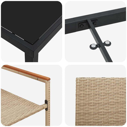 Set da Pranzo per Giardino 7 pcs Beige Poly Rattan - homemem39