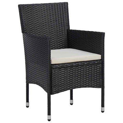 Set da Pranzo per Giardino con cuscino 3 pcs Nero Poly Rattan - homemem39