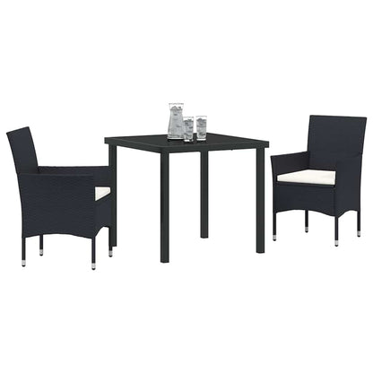 Set da Pranzo per Giardino con cuscino 3 pcs Nero Poly Rattan - homemem39