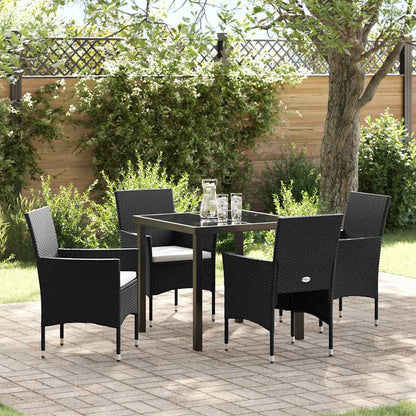 Set da Pranzo per Giardino con cuscino 5 pcs Nero Poly Rattan - homemem39