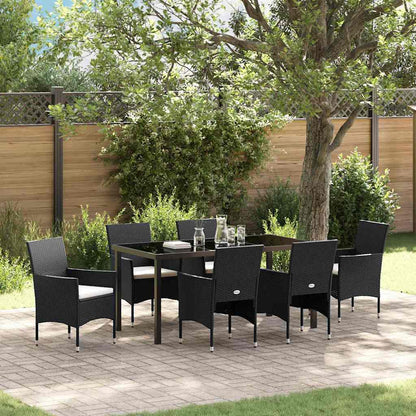 Set da Pranzo per Giardino con cuscino 7 pcs Nero Poly Rattan - homemem39