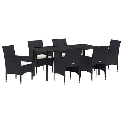Set da Pranzo per Giardino con cuscino 7 pcs Nero Poly Rattan - homemem39