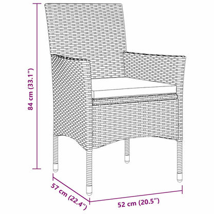 Set da Pranzo per Giardino con cuscino 3 pcs Grigio Poly Rattan - homemem39