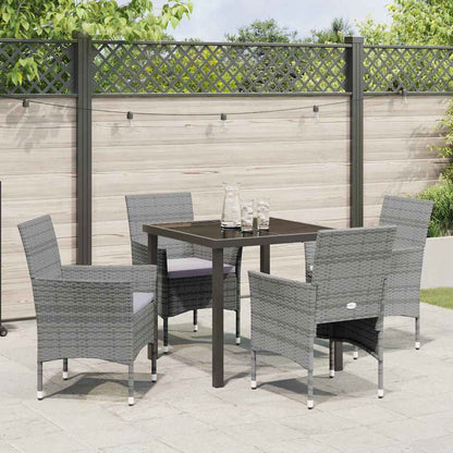 Set da Pranzo per Giardino con cuscino 5 pcs Grigio Poly Rattan - homemem39