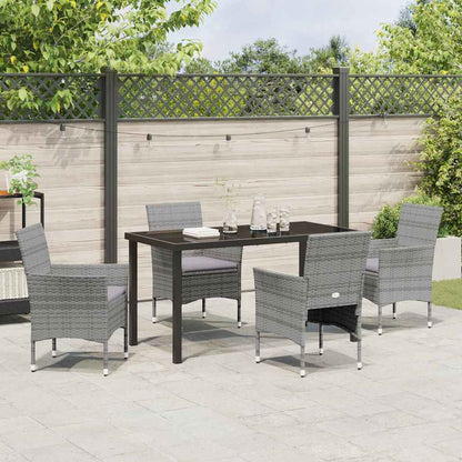 Set da Pranzo per Giardino con cuscino 5 pcs Grigio Poly Rattan - homemem39