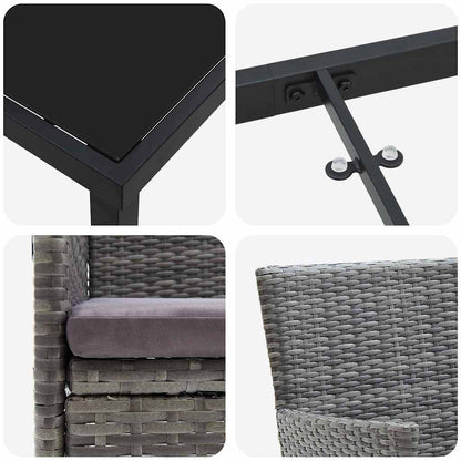 Set da Pranzo per Giardino con cuscino 7 pcs Grigio Poly Rattan - homemem39