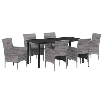Set da Pranzo per Giardino con cuscino 7 pcs Grigio Poly Rattan - homemem39
