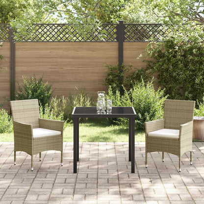 Set da Pranzo per Giardino con cuscino 3 pcs Beige Poly Rattan - homemem39