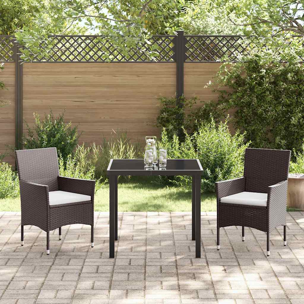 Set da Pranzo per Giardino 3 pcs Marrone Poly Rattan - homemem39