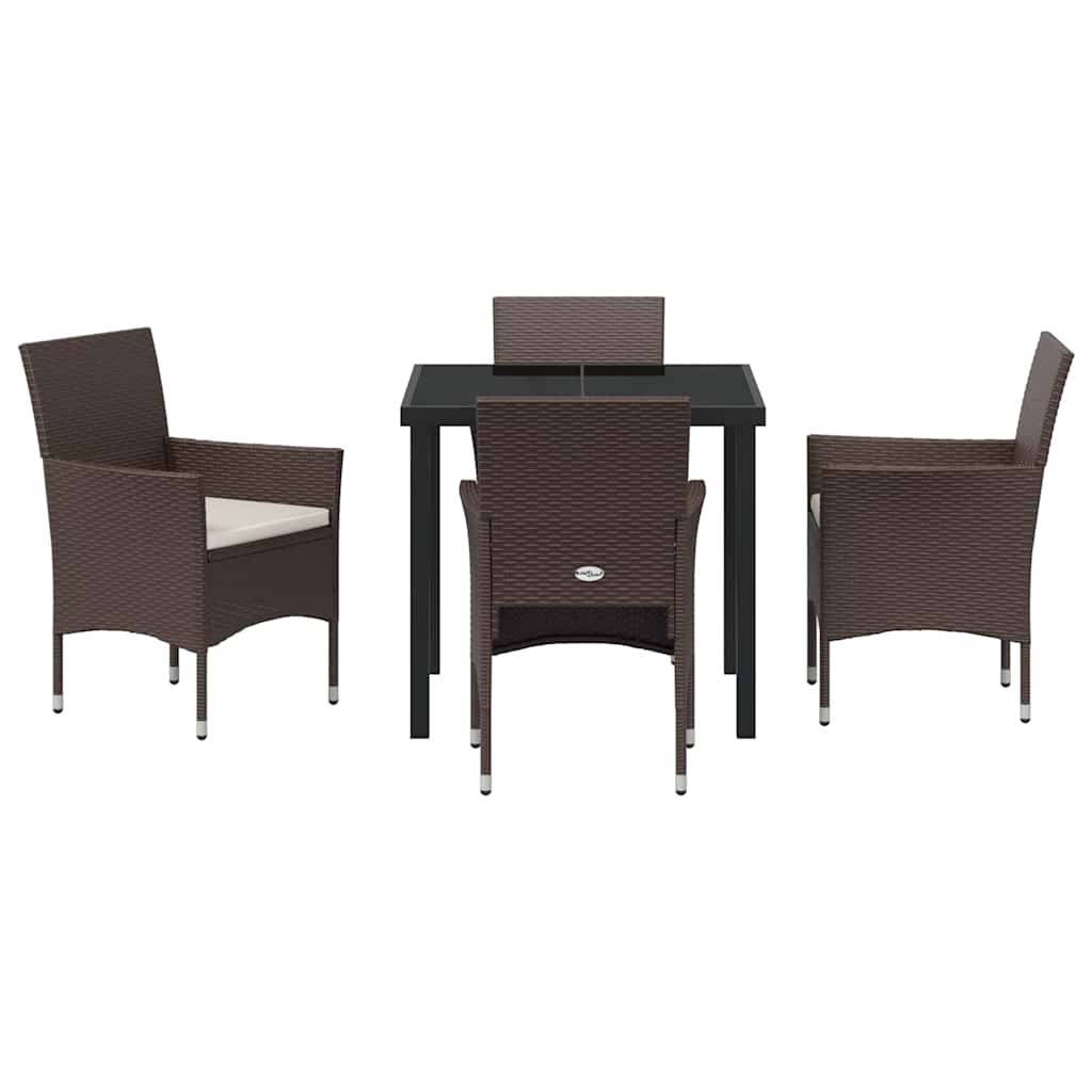 Set da Pranzo per Giardino 5 pcs Marrone Poly Rattan - homemem39