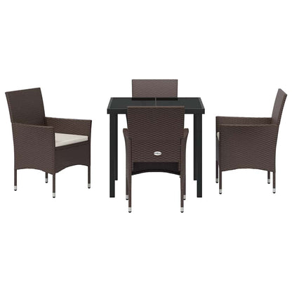 Set da Pranzo per Giardino 5 pcs Marrone Poly Rattan - homemem39