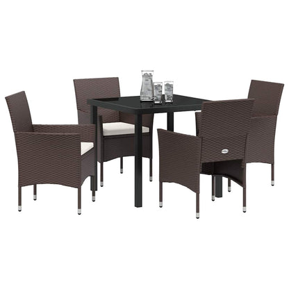 Set da Pranzo per Giardino 5 pcs Marrone Poly Rattan - homemem39
