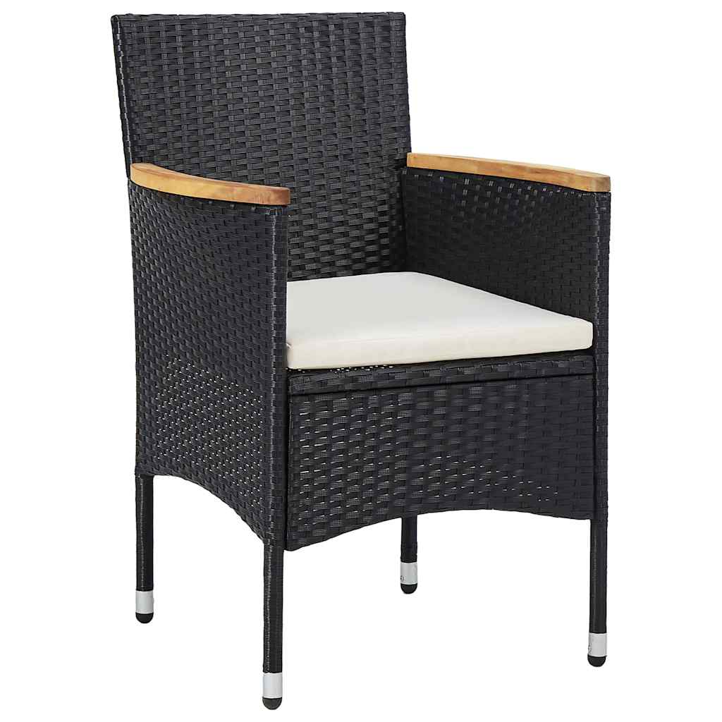 Set da Pranzo per Giardino con cuscino 3 pcs Nero Poly Rattan - homemem39