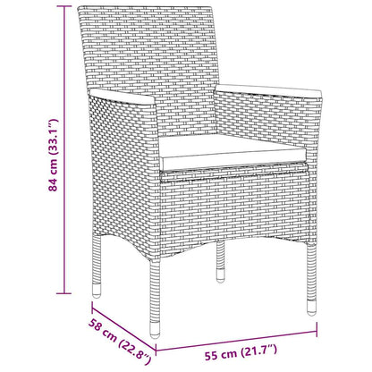 Set da Pranzo per Giardino con cuscino 5 pcs Nero polyrattan | homemem39