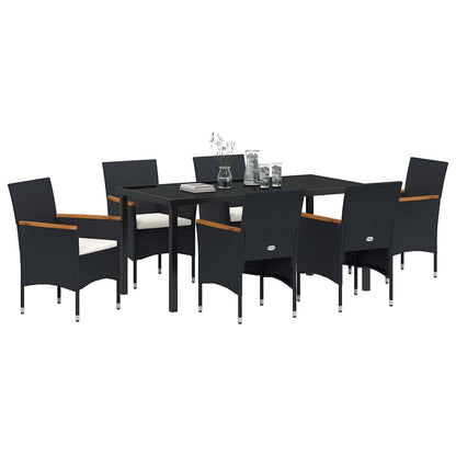 Set da Pranzo per Giardino con cuscino 7 pcs Nero Poly Rattan - homemem39