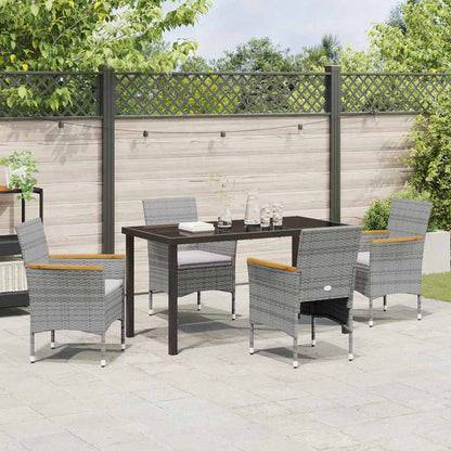 Set da Pranzo per Giardino con cuscino 5 pcs Grigio Poly Rattan - homemem39