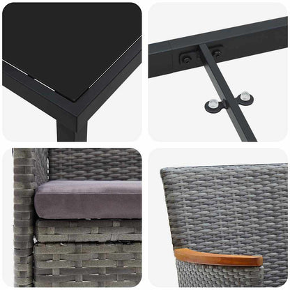 Set da Pranzo per Giardino con cuscino 5 pcs Grigio Poly Rattan - homemem39