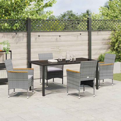 Set da Pranzo per Giardino con cuscino 5 pcs Grigio Poly Rattan - homemem39
