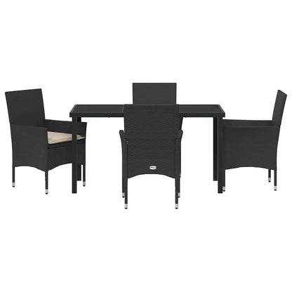 Set da Pranzo per Giardino con cuscino 5 pcs Nero Poly Rattan - homemem39