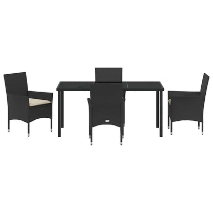 Set da Pranzo per Giardino con cuscino 5 pcs Nero Poly Rattan - homemem39