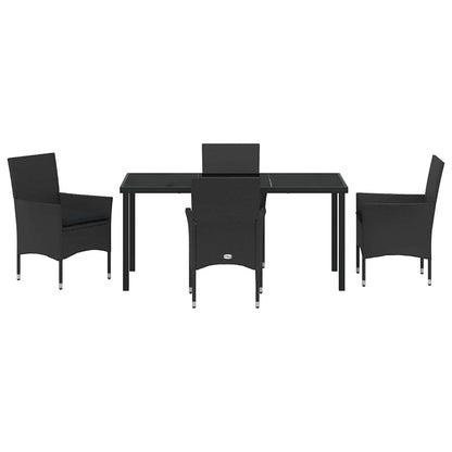 Set da Pranzo per Giardino con cuscino 5 pcs Nero Poly Rattan - homemem39