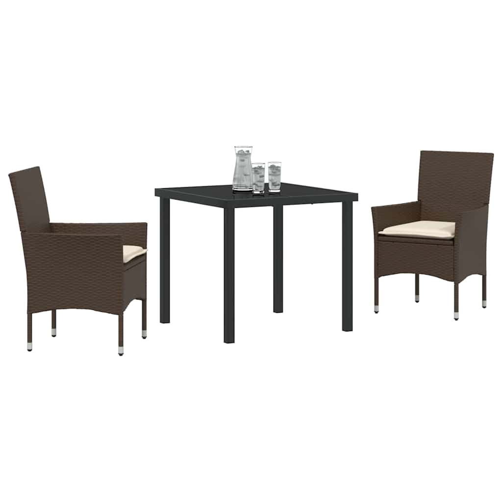 Set da Pranzo per Giardino 3 pcs Marrone Poly Rattan - homemem39