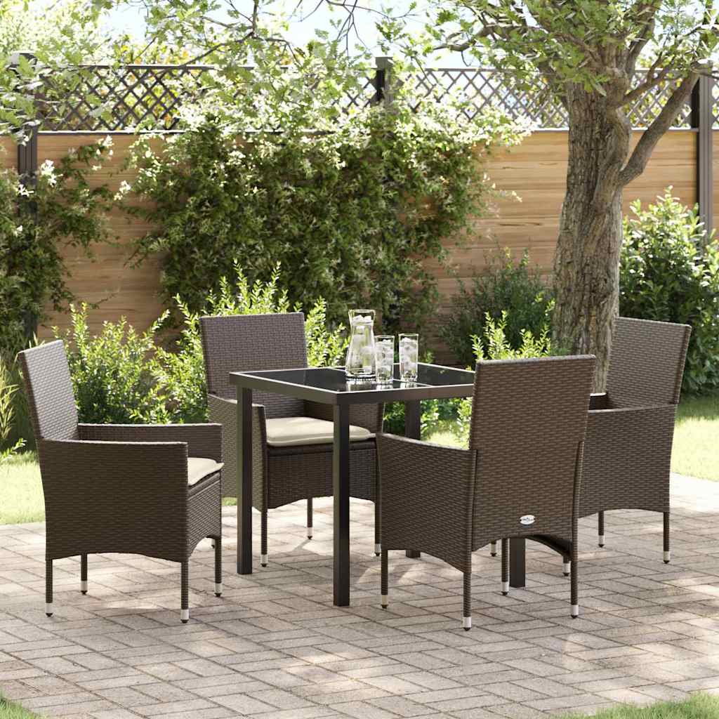 Set da Pranzo per Giardino 5 pcs Marrone Poly Rattan - homemem39