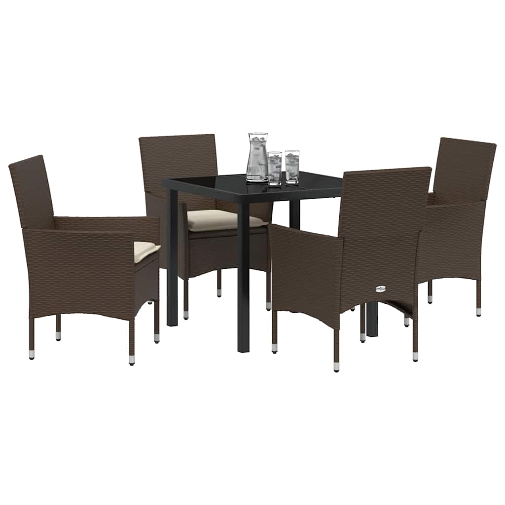 Set da Pranzo per Giardino 5 pcs Marrone Poly Rattan - homemem39