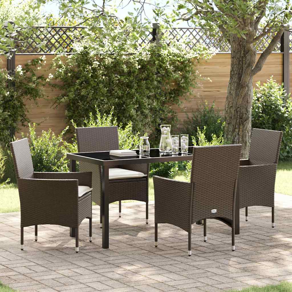 Set da Pranzo per Giardino 5 pcs Marrone Poly Rattan - homemem39