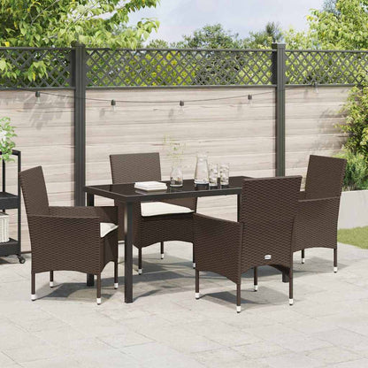 Set da Pranzo per Giardino 5 pcs Marrone Poly Rattan - homemem39