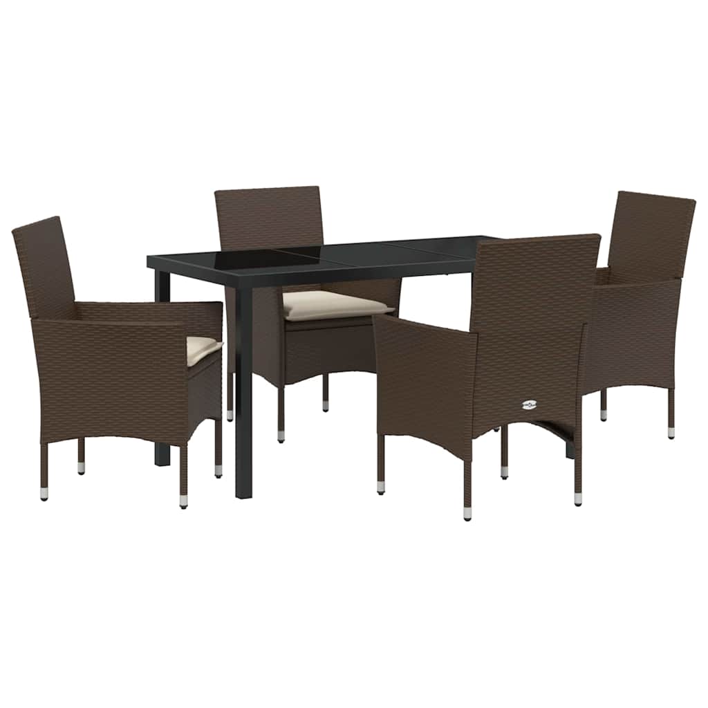 Set da Pranzo per Giardino 5 pcs Marrone Poly Rattan - homemem39