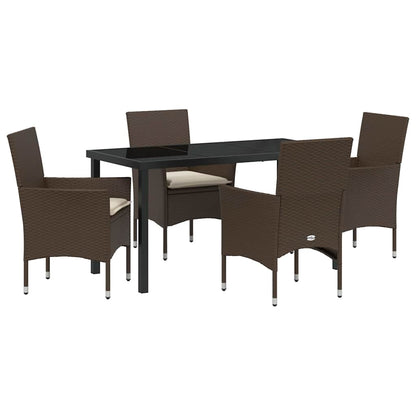 Set da Pranzo per Giardino 5 pcs Marrone Poly Rattan - homemem39