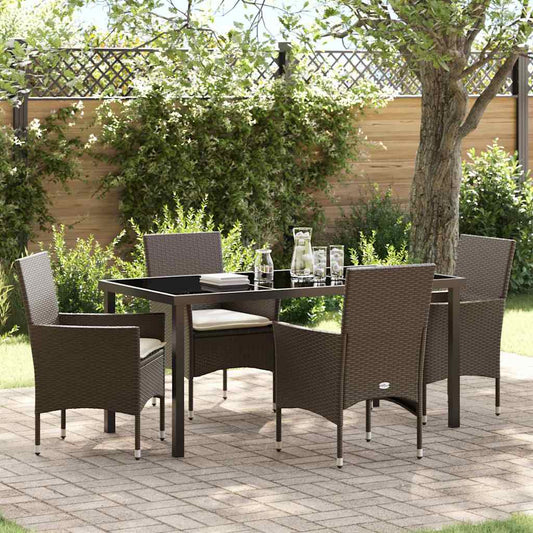 Set da Pranzo per Giardino 5 pcs Marrone Poly Rattan - homemem39