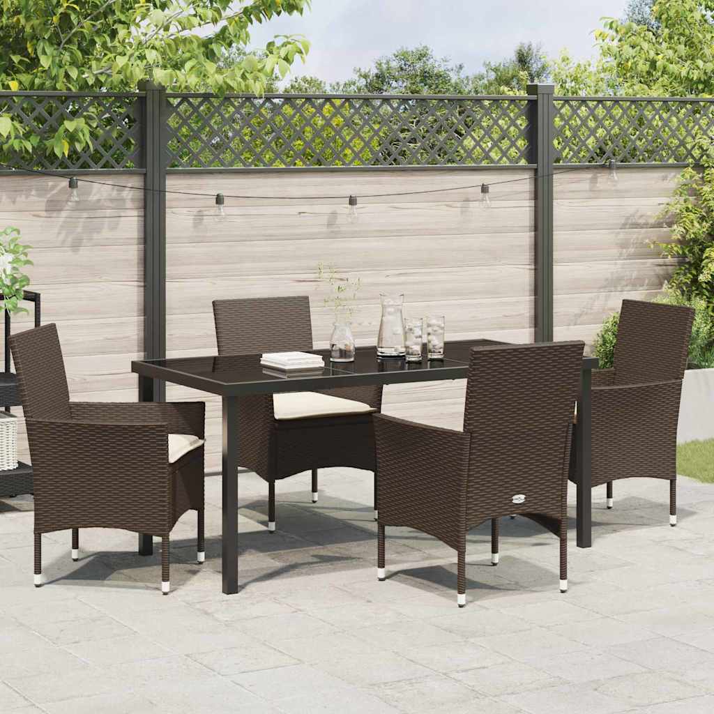 Set da Pranzo per Giardino 5 pcs Marrone Poly Rattan - homemem39