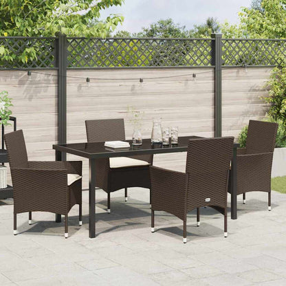 Set da Pranzo per Giardino 5 pcs Marrone Poly Rattan - homemem39