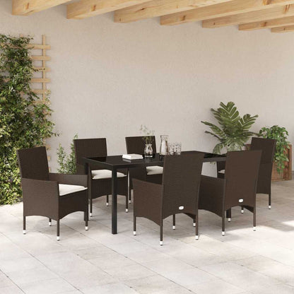 Set da Pranzo per Giardino 7 pcs Marrone Poly Rattan - homemem39