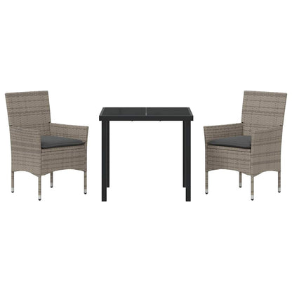 Set da Pranzo per Giardino con cuscino 3 pcs Grigio Poly Rattan - homemem39