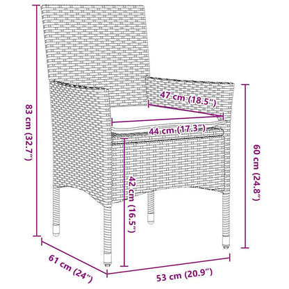 Set da Pranzo per Giardino con cuscino 5 pcs Grigio Poly Rattan - homemem39