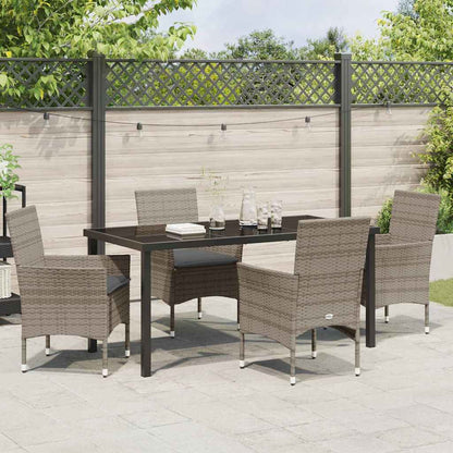 Set da Pranzo per Giardino con cuscino 5 pcs Grigio Poly Rattan - homemem39