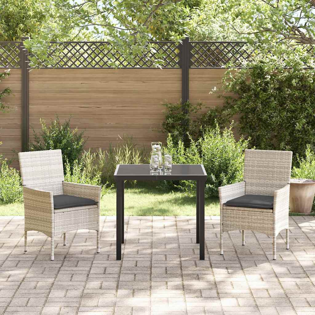 Set da Pranzo per Giardino 3 pcs Grigio chiaro Poly Rattan - homemem39