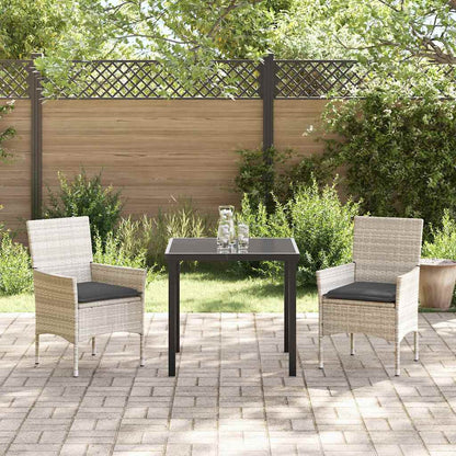 Set da Pranzo per Giardino 3 pcs Grigio chiaro Poly Rattan - homemem39
