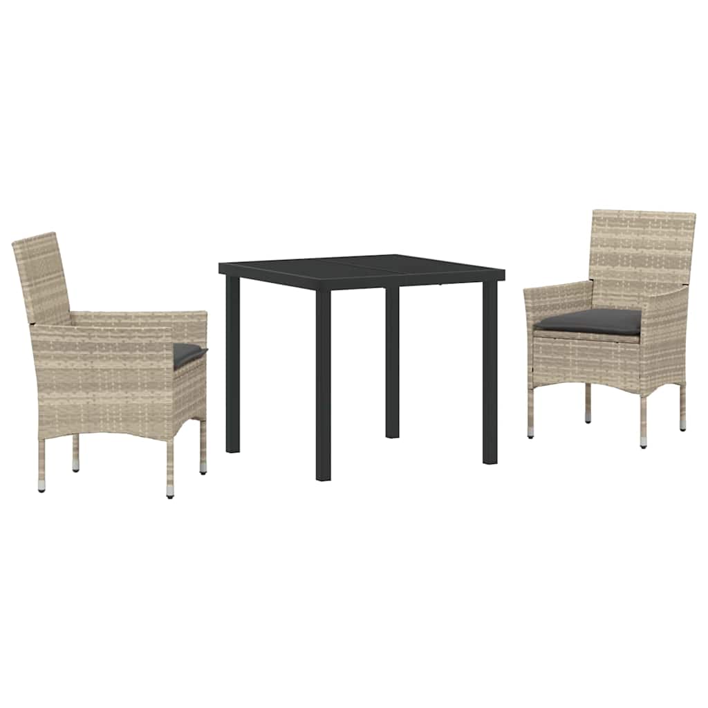 Set da Pranzo per Giardino 3 pcs Grigio chiaro Poly Rattan - homemem39