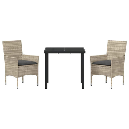 Set da Pranzo per Giardino 3 pcs Grigio chiaro Poly Rattan - homemem39