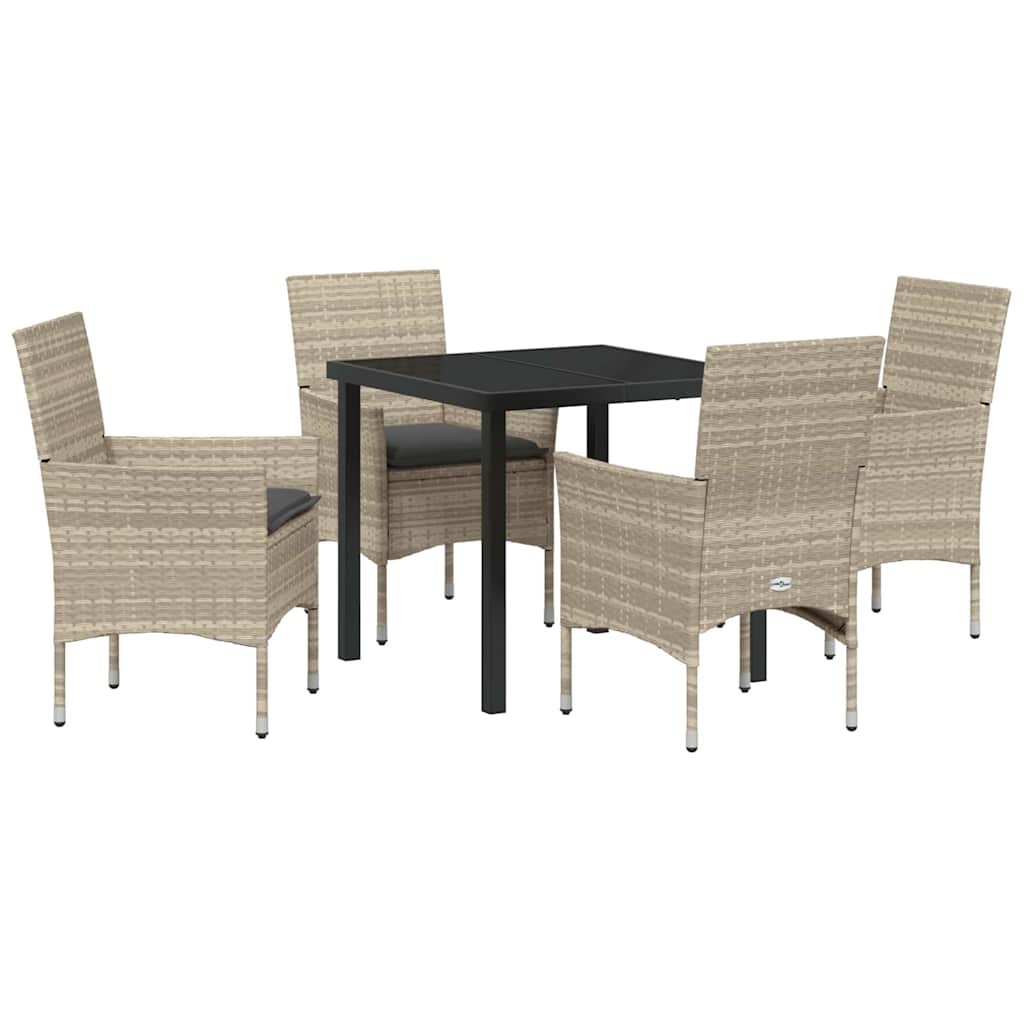 Set da Pranzo per Giardino 5 pcs Grigio chiaro Poly Rattan - homemem39