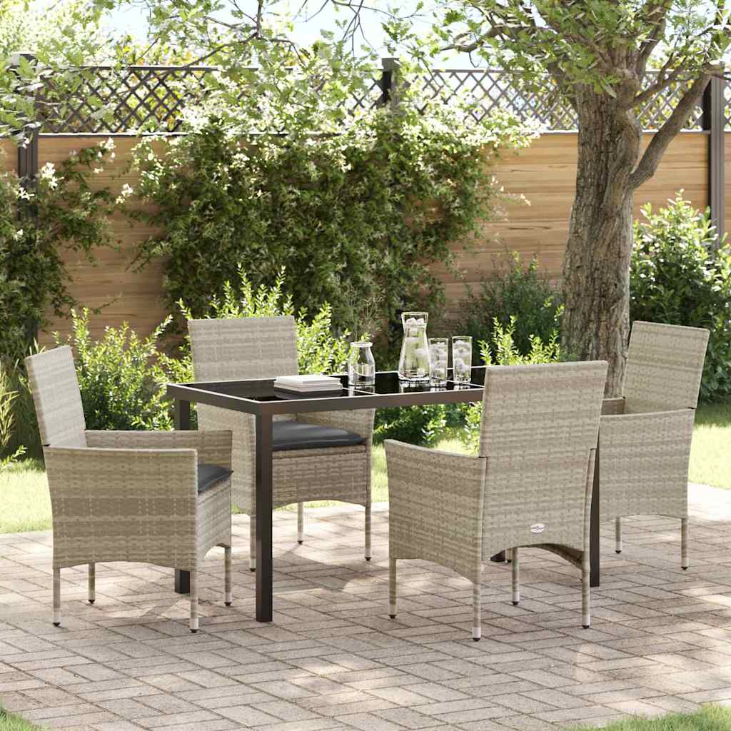 Set da Pranzo per Giardino 5 pcs Grigio chiaro Poly Rattan - homemem39