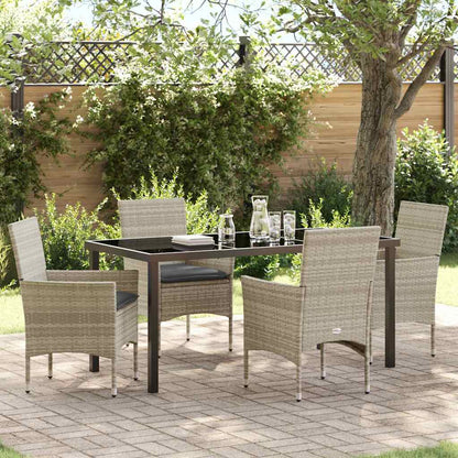 Set da Pranzo per Giardino 5 pcs Grigio chiaro Poly Rattan - homemem39