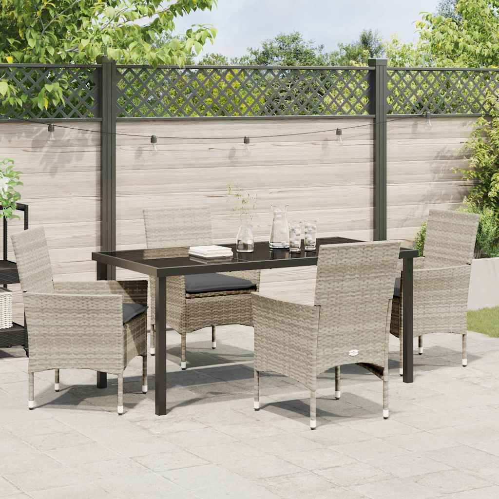 Set da Pranzo per Giardino 5 pcs Grigio chiaro Poly Rattan - homemem39