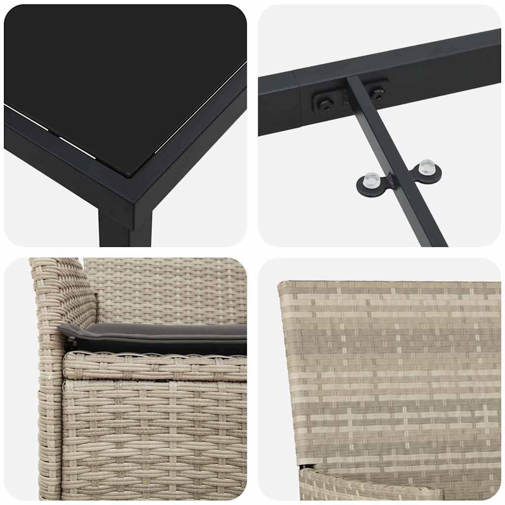 Set da Pranzo per Giardino 7 pcs Grigio chiaro Poly Rattan - homemem39