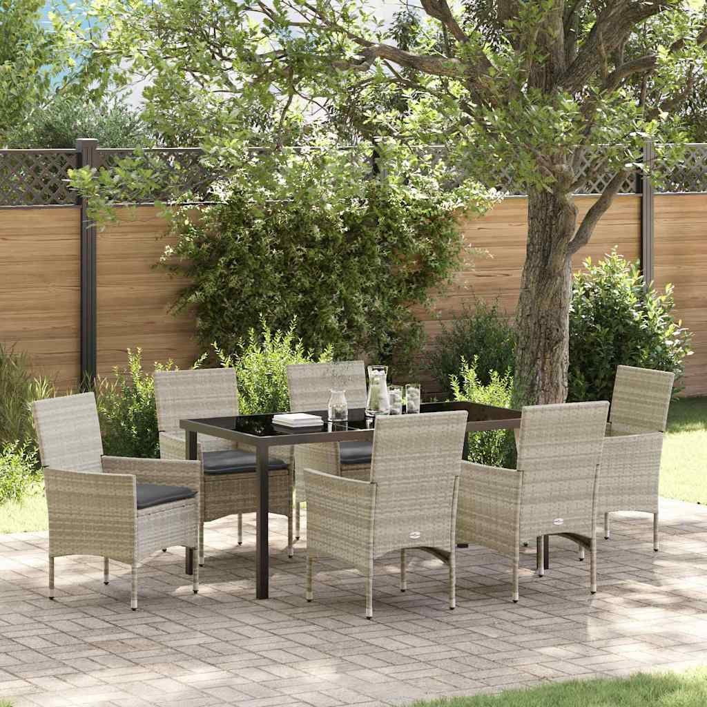 Set da Pranzo per Giardino 7 pcs Grigio chiaro Poly Rattan - homemem39